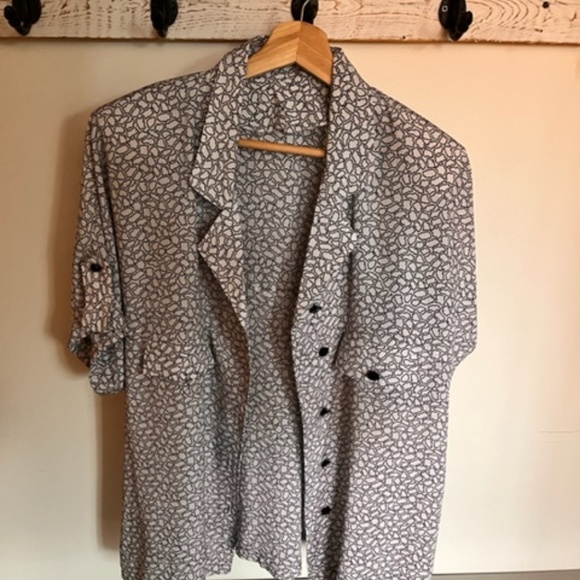 Vintage Oversized padded blouse with black and white patterns - Picture 2 of 4